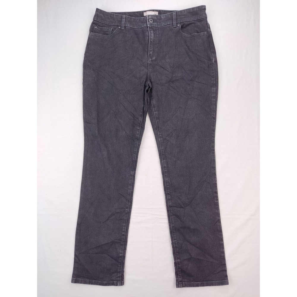 Chico's Jeans Women 2 Short Gray Straight Leg Denim Cotton Blend Stretch Casual